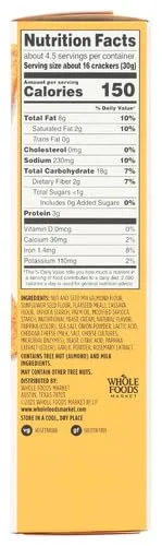 Vista 3 de 365 By Whole Foods Market, Crackers Harina de almendras Cheddar, 5 onzas