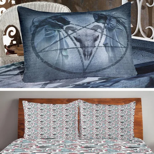 Vista 6 de Ambesonne Juego de sábanas bajeras y fundas de almohada, paquete de 10 patrones variados, cómodos y duraderos, juego de sábanas y fundas