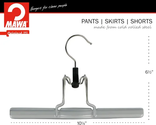 Vista 3 de Mawa by Reston Lloyd - Percha antideslizante con abrazadera para pantalones y faldas, estilo M/26, juego de 6, color plateado