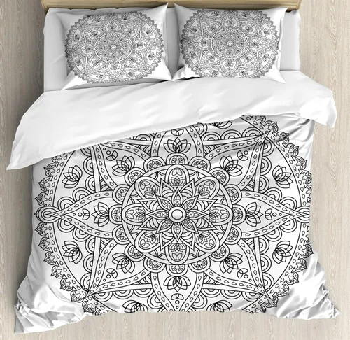 Vista 134 de Ambesonne Hawaii - Juego de funda de edredón de verano, palmeras y hojas exóticas de helecho, fondo colorido abstracto, juego de ropa de cama
