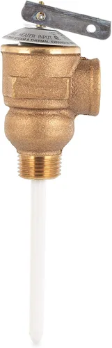 Vista 2 de Camco 10423 Válvula de alivio de temperatura y presión de 1/2 pulgada con sonda recubierta de epoxi de 4 pulgadas, marrón