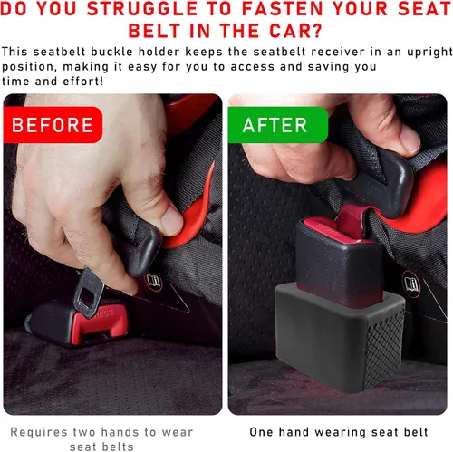 Vista 5 de Dickno 2 soportes de hebilla para cinturón de seguridad de automóvil, refuerzo de hebilla de cinturón de seguridad de silicona para automóvil