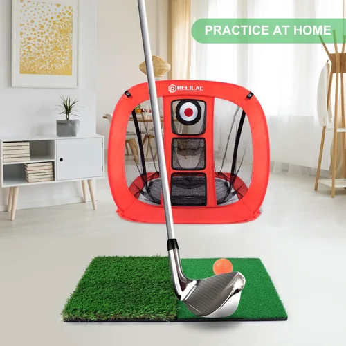 Vista 5 de RELILAC Red desplegable de chipping para golf - accesorios de objetivo de golf para interiores y exteriores para precisión en el patio trasero