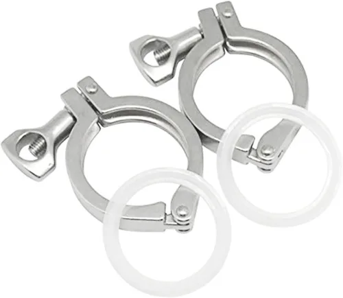 Vista 12 de Acero inoxidable 304 Single Pin Heavy Duty Tri Clamp con tuerca de ala para virola TC 1.5 "con 1 unid junta de silicona