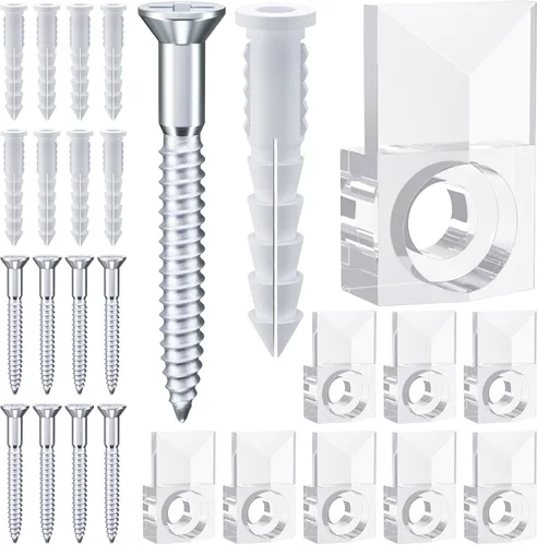 Kit de Clips Sujetadores de Espejo, Clip de Espejo de Plástico Cristalino Transparente, Clips Sujetadores de Espejo Kit de Clips Retenedores de