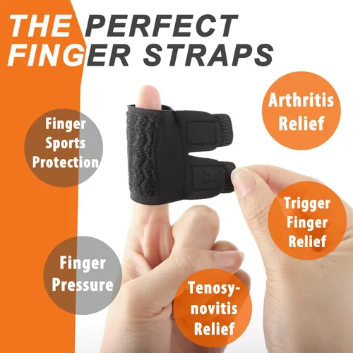 Vista 2 de 2 férulas para dedos (sin soporte de metal), correas de neopreno ajustables para artritis, tendinitis y alivio del estrés atlético, cinta