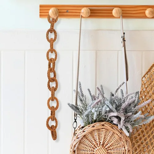 Vista 8 de FOMIYES Cadena tejida de ratán de 16.92 pulgadas, cadena decorativa rústica para colgar en la pared, decoración de mesa auxiliar, estilo bohemio