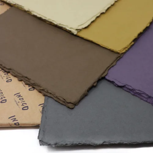 Vista 3 de Artway Indigo - A4 Cotton Rag Paper - Coloured Handmade Paper/100% Cotton - 220gsm to 250gsm Smooth Texture - A4 Mixed Pack of 5 Colours x 25 Sheets
