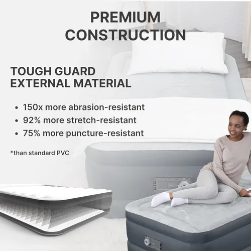 Vista 4 de SleepLux Colchón de aire tamaño individual Parte superior cómoda súper suave, protector resistente extra duradero con almohada incorporada Cama