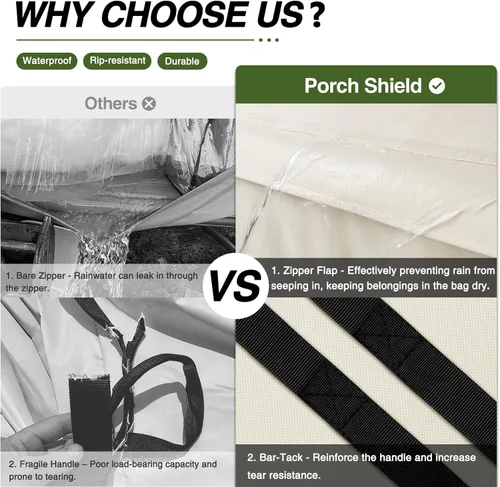 Vista 5 de Porch Shield Bolsa de Almacenamiento de Cojines para Exteriores de 48 Pulgadas Impermeable Bolsas de Almacenamiento para Exteriores para Muebles