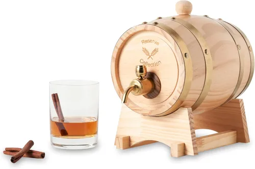 Vista 6 de Foster & Rye Barril de madera para whisky, infusión de whisky, barril de bourbon Moonshine jarra con espita, dispensador de licor, barril