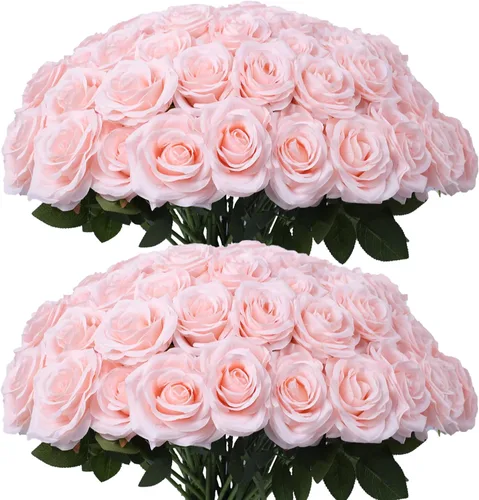 Vista 39 de LVEFIT Flores Artificiales de Rosa Rosas Polvorientas Flores de Seda 12 piezas con Rosas de Seda de Tallo Largo Ramo para Boda, Ducha Nupcial