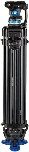 Vista 2 de Benro Trípode de video de aluminio de doble tubo con cabezal fluido S6PRO, cuenco de 2.97 pulgadas, esparcidor de nivel medio, soporta hasta 13.2