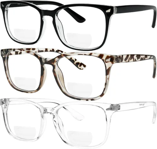 Vista 5 de Yogo Vision Bifocal Reading Glasses for Women Men Rectangle Multifocal Readers Fashion Nerd Eyeglasses