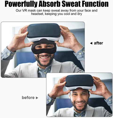 Vista 2 de SAYAFAN Máscara de ojos VR, banda de sudor VR ajustable transpirable para MetaOculus Quest 23, HTC Vive, PS, Gear, VR entrenamientos