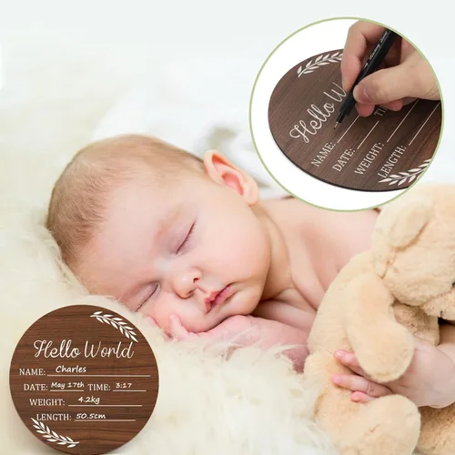 Vista 4 de Letrero de anuncio de bebé, letreros de Hello World para recién nacido, letrero de nombre de bebé, letreros de anuncio de nacimiento para accesorios