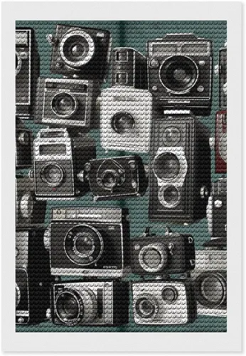 DWVSFJM Retro Cool Camera Collection Diamond Painting Kits 8"x12", Diamond Painting Kits for Beginners, Round Drill Dots Paintings,Diamond Art Kits