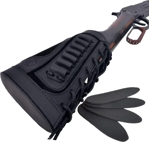 Vista 10 de Reposapiés de cuero para mejillas con soporte para carcasa de rifle para .357 .308 .30-30 .30-06 .45-70 12GA 16GA 20GA .22LR