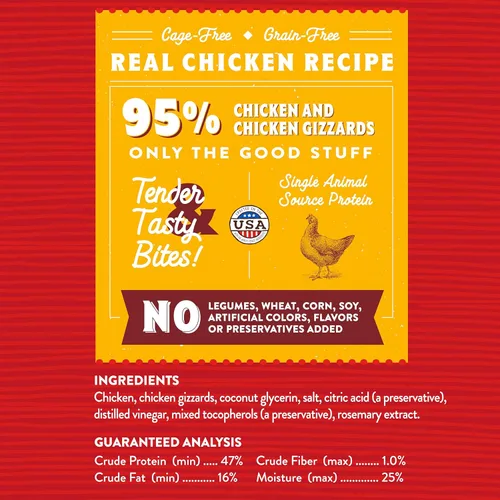 Vista 2 de Stella & Chewy's Golosinas prémium de carne seca de pollo para perros, 95% de carne real para estómagos sensibles, golosinas naturales