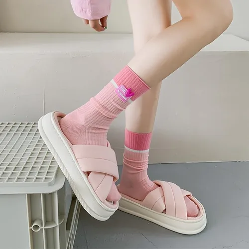 Vista 5 de GRUTZ 46 pares de calcetines de color caramelo para mujer, calcetines de contraste jacquard de punto lindo