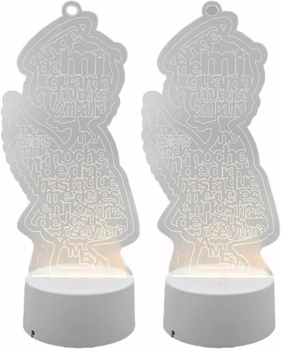 RBN LED 7 alas de ángel guardián multicolor para niña, soporte para bautismo con corte láser, primera comunión, Queañera, recuerdos de fiesta para