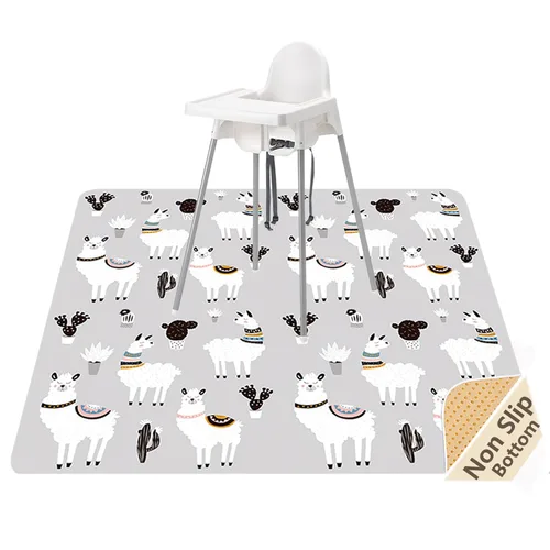 Tapete de salpicaduras para bebé debajo de la silla alta, tapete de salpicaduras de 51 x 51 pulgadas, tapete impermeable y lavable, protector de