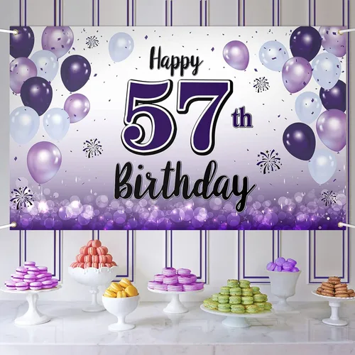 Vista 22 de Decoraciones de feliz cumpleaños número 10, cartel grande de globo morado para cumpleaños número 10, suministros para fiesta de cumpleaños de 10