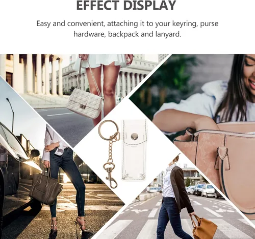 Vista 9 de Estuche transparente para llavero, funda con clip, estuche transparente para lápiz labial, llavero y brillo de labios, bolsa de bolsillo