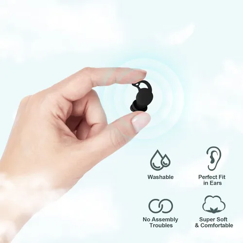 Vista 3 de Tapones para los oídos para dormir con cancelación de ruido, tapones reutilizables para reducir el ruido, 2 pares de tapones de silicona de ajuste