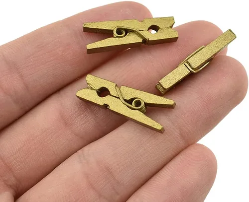 Vista 17 de HAHIYO Pinzas de madera marrón para ropa, mini Aviod Fall Apart de 1 pulgada de largo, paquete de 80 resortes fuertes, sin óxido, sin decoloración