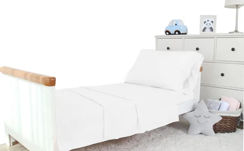 Vista 5 de Juego de sábanas de 3 piezas 100% algodón para niños pequeños, una sábana bajera, sábana encimera y funda de almohada de sobre, juego de sábanas
