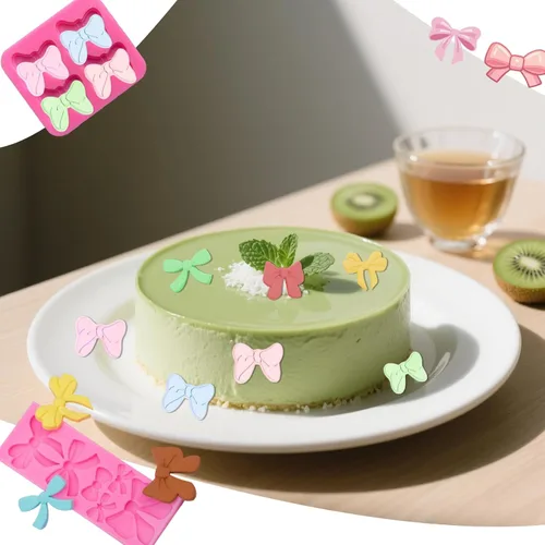 Vista 5 de Molde de silicona para moño, 5 piezas de moldes de silicona para fondant, moldes de chocolate para tartas de chocolate, dulces, moldes de arco