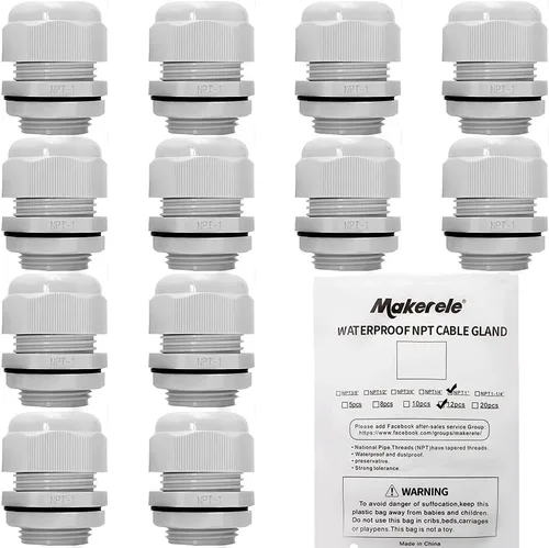 Vista 12 de MAKERELE NPT de 1" Conector de Glándula de Cable Agarre de Cordón Protectores de Alambre de Nylon Plástico Impermeables