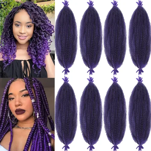 Vista 29 de 3 paquetes de cabello rizado afro elástico de 10 pulgadas, cabello trenzado Marley Twist 1B preseparado de ganchillo sintético suave para rastas