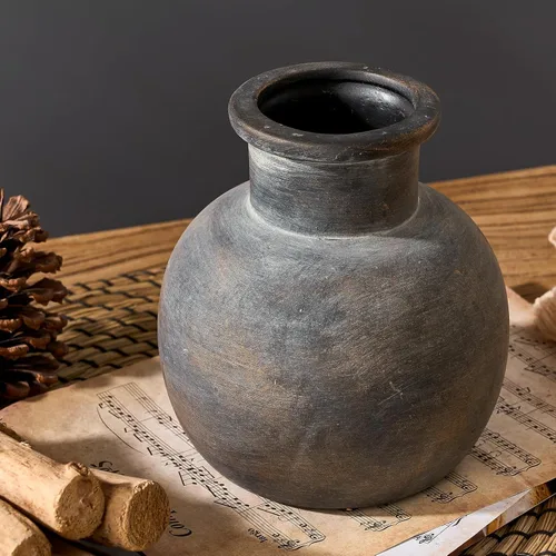 Vista 65 de SIDUCAL Florero decorativo de cerámica Florero rústico de 7.48 pulgadas para decoración del hogar, mesa, sala de estar, baño, escritorio de café