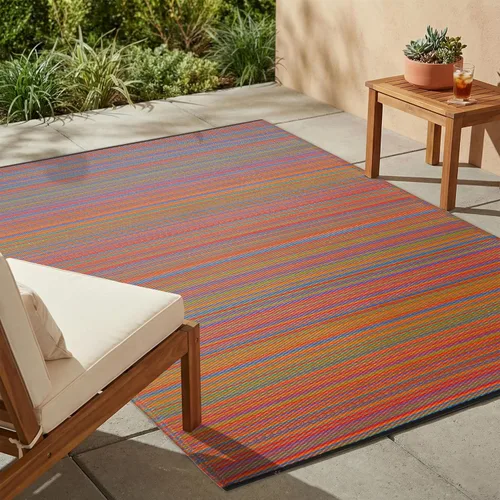 Vista 32 de Fab Habitat - Alfombra Ombre para exteriores, impermeable, resistente a la decoloración, sin arrugas, plástico reciclado prémium, a rayas, para Big