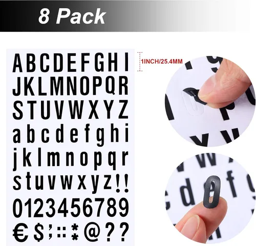Vista 2 de Kit de 8 hojas de letras y números de vinilo autoadhesivas, pegatinas de números para buzón, letreros, ventanas, puertas, automóviles, camiones