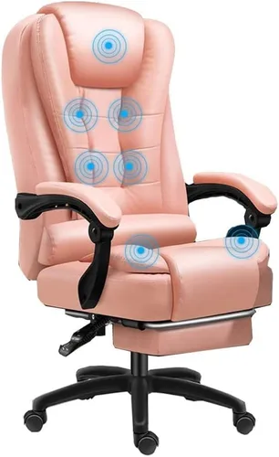 Vista 6 de Executive Leather Office Chair Big and Tall Reclining Swivel Desk Chair Adjustable Height with Footrest and Armrest(/Beige)