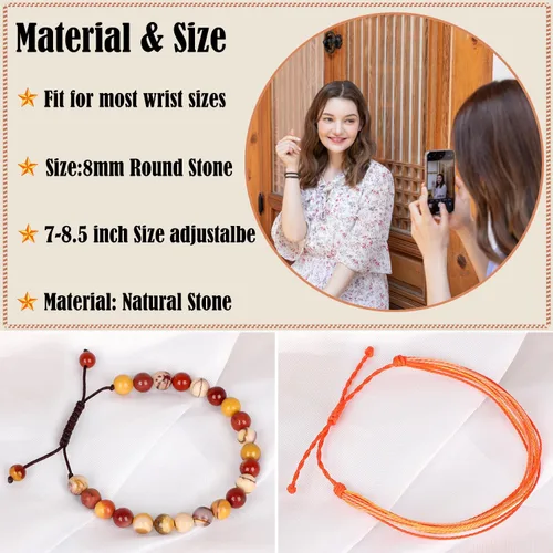 Vista 233 de LPBeads Pulsera de piedra natural hecha a mano de tamaño ajustable
