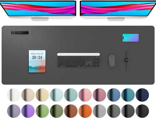 Vista 123 de Aothia - Protector de escritorio de cuero sintético grande, base antideslizante para mouse y superficie para escribir, impermeable, fácil de Agua