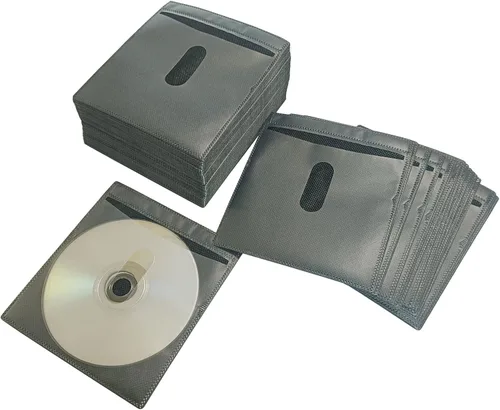 Vista 20 de Paquete de 100 fundas de plástico de repuesto de doble cara para CD y DVD, material grueso no tejido de doble cara para almacenamiento de CD y DVD