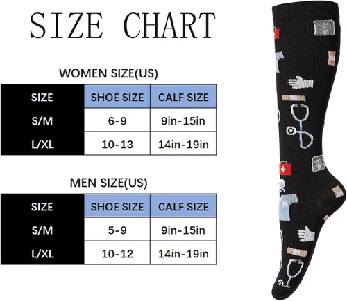 Vista 4 de 4 Pairs Compression Socks for Women & Men, Support Compression Sock 20-30 mmHg for Nurses, Pregnancy, Nursing, Flying, Running, Travel