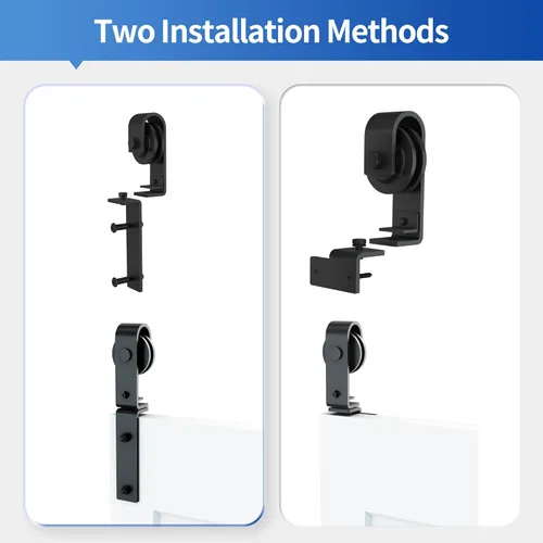 Vista 4 de Kit de herrajes para puerta corrediza de granero de 30 pulgadas para puertas de armario, suave y silenciosamente, ruedas giratorias de montaje