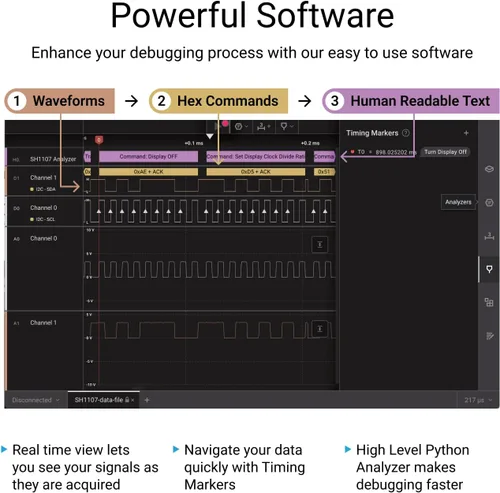 Vista 4 de Logic Pro 8 (negro) - Analizador lógico Saleae de 8 canales - Compatible con Windows, Mac o Linux - Fácil de usar, ultraportátil, ahorra tiempo