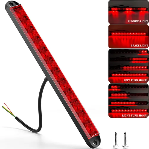 BJZ Barra de Luces LED para Remolque de 16'', Roja, 12 LED, Freno Parada ID Izquierda Derecha Luz de Señal de Giro, Luz Marcadora Trasera, Tira de
