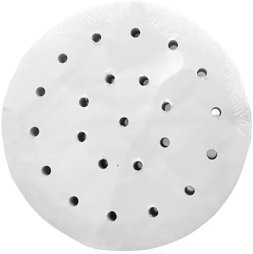 Vista 13 de 100 forros de papel de bambú para freidora de aire de 3 pulgadas, hojas de papel pergamino perforado de alta calidad, tapete de cesta antiadherente