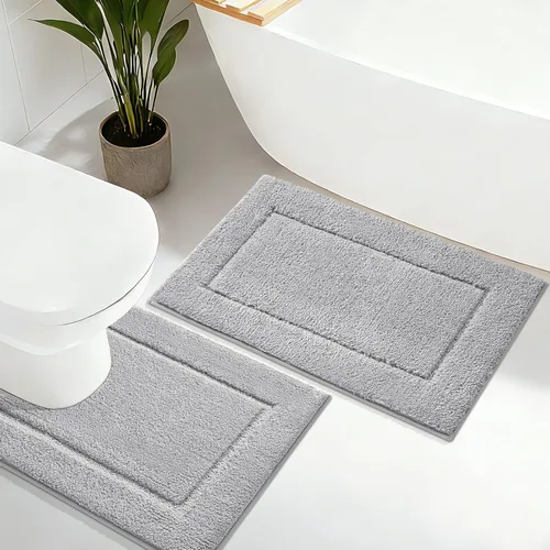 Vista 33 de Alfombras de baño de 24 x 17 pulgadas, microfibra extra suave y absorbente, parte trasera antideslizante, secado rápido, lavable a máquina, tapetes