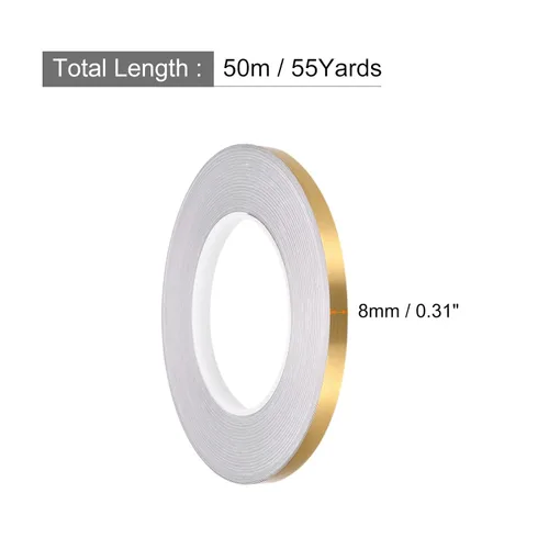 Vista 2 de Cinta autoadhesiva para azulejos de borde de línea de sellado de pisos, [para decoración de suelo de pared,] 0.31 pulgadas x 55 yardas/tono dorado