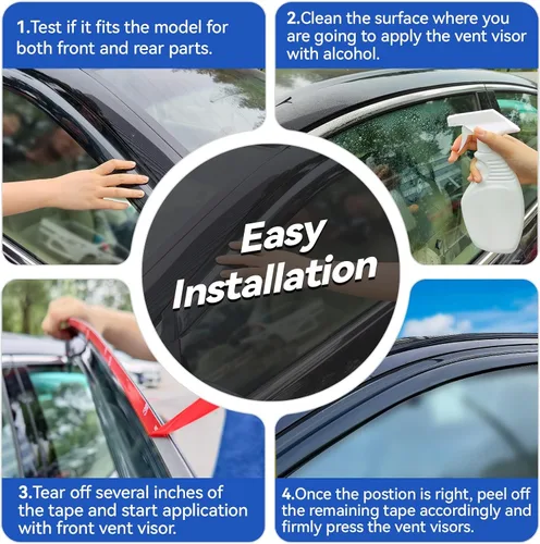 Vista 5 de Viseras de ventana, protectores de lluvia para Honda Civic 2012, 2013, 2014, 2015, deflectores de viento de ventana, persianas de ventilación