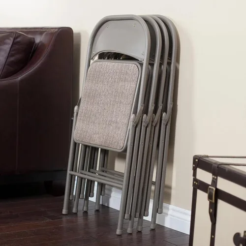 Vista 13 de MECO Paquete de 4 sillas plegables acolchadas, silla plegable de tela Corrin acolchada, cinabrio